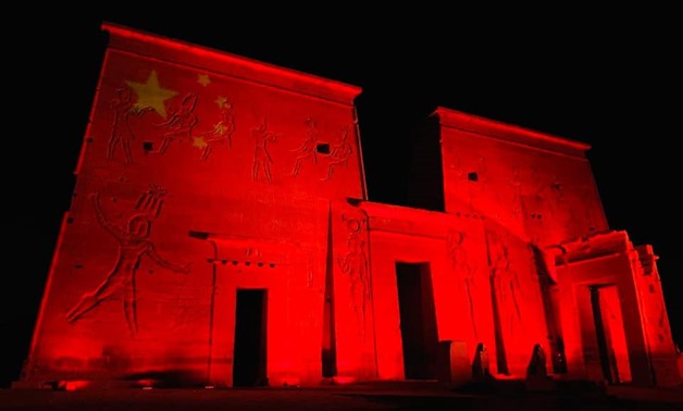 egypt solidarity monuments chinese flag