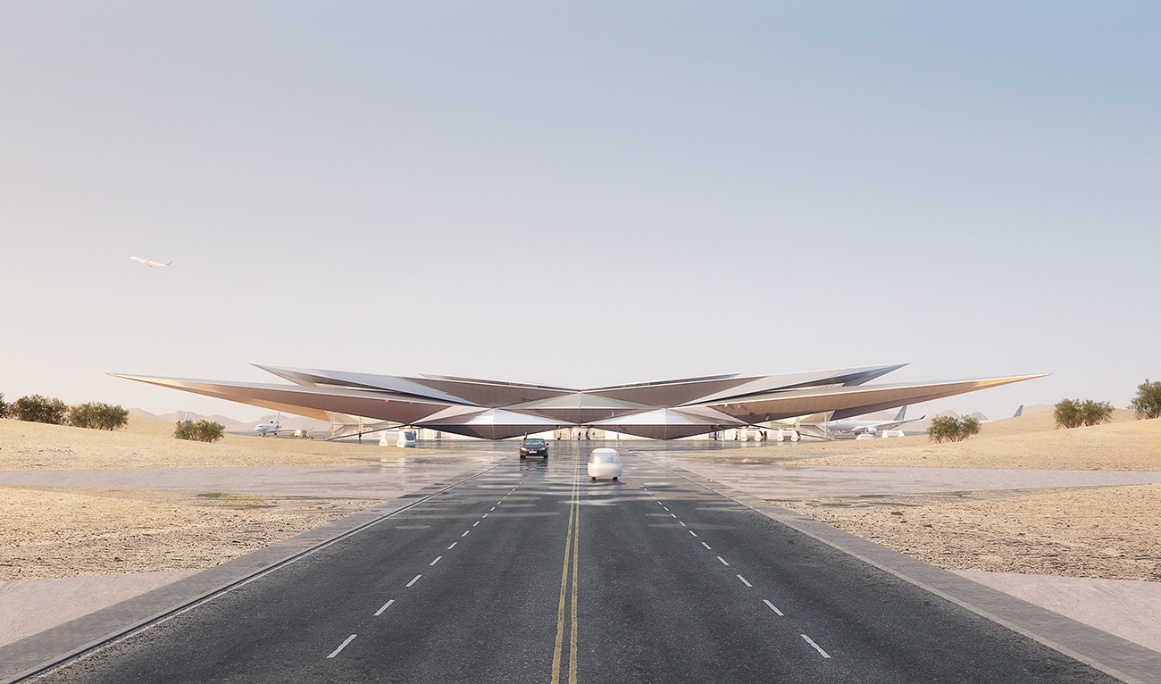 saudi airport illusion arabic script